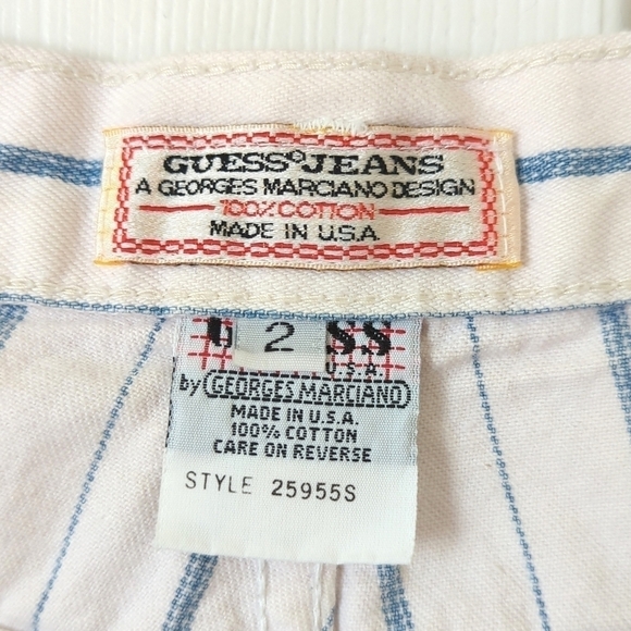 Guess by Georges Marciano 80's Vintage Relaxed High Rise Striped Jean Shorts 2 - Picture 4 of 12